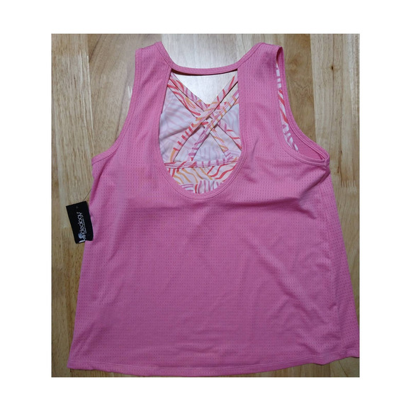 Ideology Big Girls Strappy Layered-Look Pink Zebra Print Tank Top, XL / 16 - Picture 3 of 5